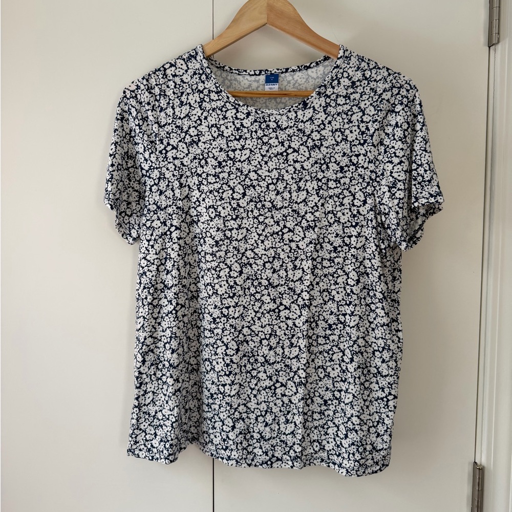 Blue & White Floral Tee